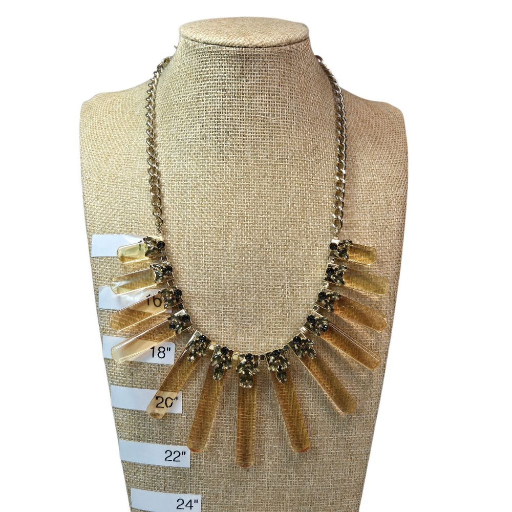 Vintage Ann Taylor Women's Necklace Yellow Lucite Goldtone Tribal Statement